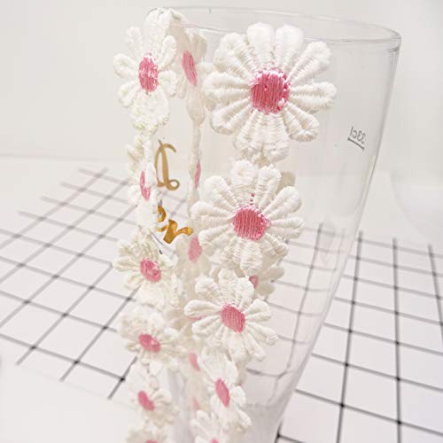 Honbay 5 Yards Decorating Lace Embroidered Trim Ribbons for Sewing or Craft Decoration (Daisy Pink) - color: Daisy pink