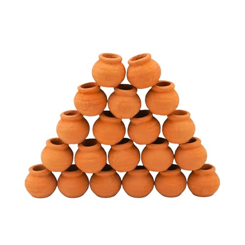 Mini Terracotta Pots – Small Clay Flower Pots for Succulents, Cactus, DIY Crafts, Fairy Garden, School Projects, Mini Planters – Set of 20 (Belly (No Drain Hole), 0.5 Inch) - size: 0.5 Inch, style: Belly (No Drain Hole)