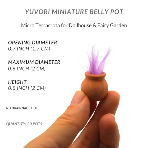 Mini Terracotta Pots – Small Clay Flower Pots for Succulents, Cactus, DIY Crafts, Fairy Garden, School Projects, Mini Planters – Set of 20 (Belly (No Drain Hole), 0.7 Inch) - size: 0.7 Inch, style: Belly (No Drain Hole)