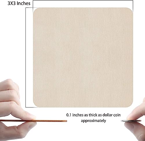 Unfinished Wood Pieces 80 Pcs 3"x3" inch Wood Board Wooden Squares Wooden Cutout Tiles, Rustic Craft Wood for Home Decoration, DIY Supplies - size: 80 Pieces 3"x3"x1/8"