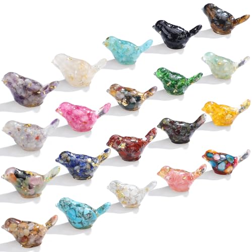 20pcs Crystal Figurines Glass Statue Resin Animal Statues Miniature Decorative Gravel Animal Collectible Figurines Table Home Shelf Decor Gifts for Animals Women Lovers(Bird) - style: Classic