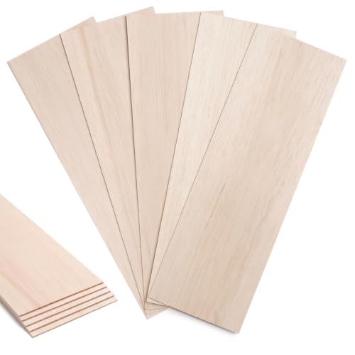 Balsa Wood Sheets 1/16" Thin, 12" x 4" Wooden Pieces Wood Planks for Crafts, 5 PCS Unfinished Wooden Boards Lumber for Crafting, Modeling, Hobbies, Laser, Glider - size: 12″x4″x1/16″ - 5PCS