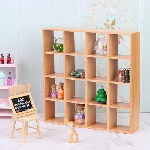 Toddmomy Mini House Furniture Wooden Storage Rack 1/12 Scale Dollhouse Shelf for Miniatures Mini House Accessory for Display Micro Scene Decor and Dollhouse Room Styling