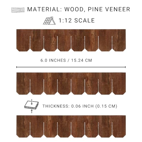Miniature Roof Shingle Strips for 1:12 Scale Dollhouse Roofing - color: Brown Oak