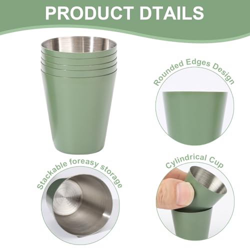 12 Pack Metal Shot Glasses 1oz Green Shot Glasses pool Shot Glass Set Of 12 Sage Green Cups Stainless Steel Shot Glasses Small For Bar Party Cocktail Restaurant Barware Gift (1.5 Inch) - color: Sage Green