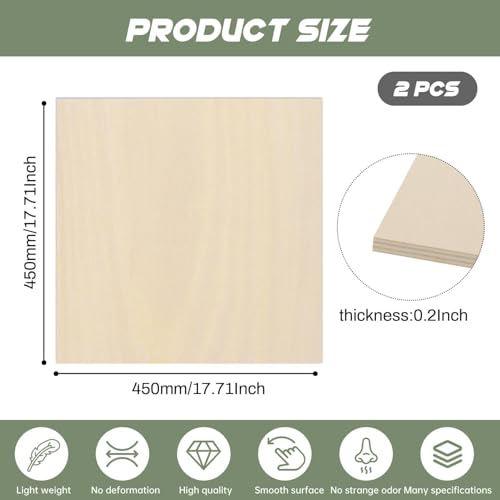 2 Pack Plywood Sheets, 17.1" x 17.1"x 0.2" Basswood Sheets - color: 2 Pack, size: 17.1" x 17.1"x 0.2"