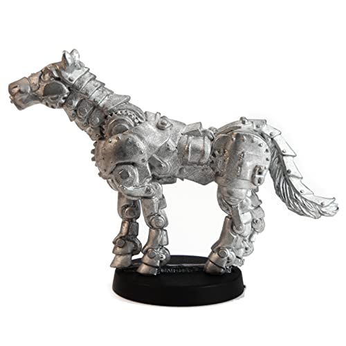 Stonehaven Clockwork Horse Miniature - 64mm Lead-Free Pewter Figure, 28mm Scale, Mount Compatible, Unpainted, Made in USA