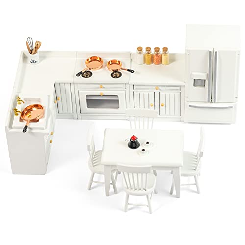 Wooden Dollhouse Furniture Set for Dollhouse Kitchen, 1 12 Scale - style: White Deluxe Kitchen Set