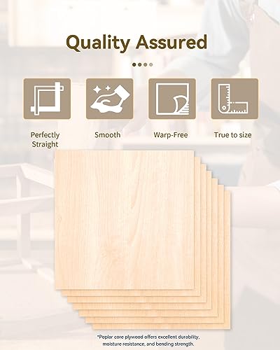 24 Pack Basswood Sheets for Crafts-12 x 12 x 1/8 Inch- 3mm Thick Plywood Sheets with Smooth Surface-Unfinished Craft Wood Boards for Engraving and Cutting, Architectural Models, Staining - color: 24 Pack 12" X 12" X 1/8"