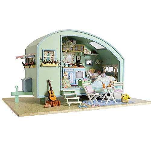 MAGQOO Wooden Dollhouse Miniature with Furniture DIY Dollhouse Kit DIY House Kit Tiny House Kit with Voice Control and Music Movement 1:18 Scale Creative Room Idea(Time Travel) - color: Time Travel