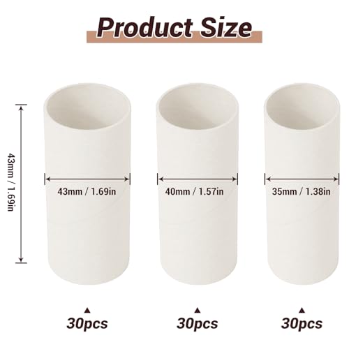 White Cardboard Tubes for Crafts, 90Pack, Bulk Paper Rolls for Kids DIY, Classroom Art Supplies, Holiday Decor - color: White, size: 90Pack