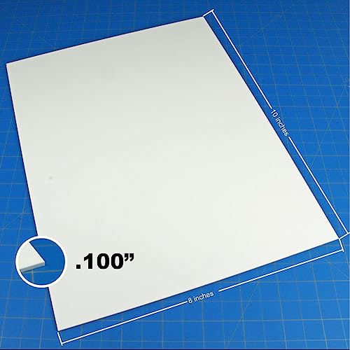 LITKO Plasticard Styrene Sheets | .100" Modeling Plastic | White | 2 Pack - size: .100 Inch