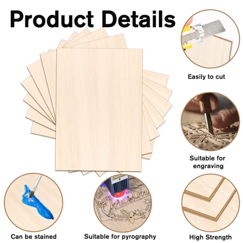24 Pack Basswood Sheets 4 x 6 x 1/16 Inch Thin Wood Sheets for Crafts - size: 24 Pack 4 x 6 x 1/16 inch