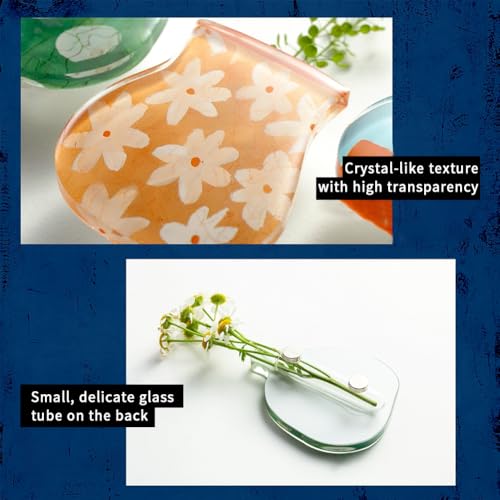Set of 6 Acrylic Mini Vase Magnets with Dropper Glass Tube for Flower Arrangement Artistic Plant Pots Refrigerator Sticker Set