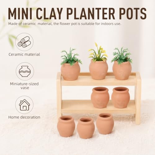 Abaodam 8pcs Mini Ceramic Flower Pot Mini Plant Pots for Succulents Tiny Desktop Planters for Office Home Balcony Garden Decor Cute Small Clay Planter Set