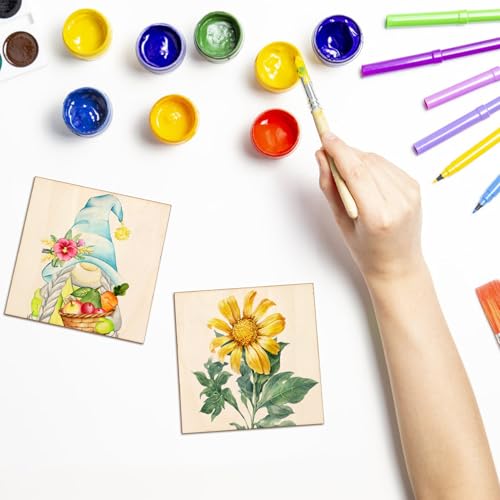 Blisstime 50PCS 4x4 Inch Wood Squares Unfinished Square Wood Pieces for Crafts,Painting, Writing, DIY Supplies, Engraving and Carving, Home Decorations (4x4 Inch 50Pcs) - size: 4x4 Inch 50Pcs