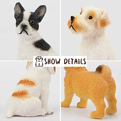 Toymany 12PCS Mini Dog Figurines – Realistic Hand-Painted Plastic Puppy Figures, Lifelike Animal Toy Set for Kids, Perfect Cake Toppers & Birthday for Boys Girls 3+ - style: A-Dogs