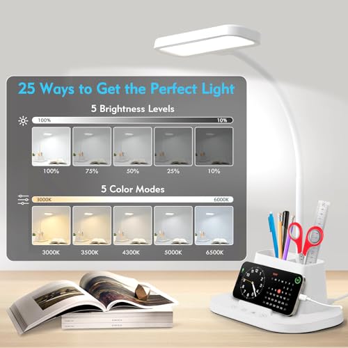 BOHON Desk Lamp for Home Office Desk Light with USB-C Charging Port White - color: Pearl White