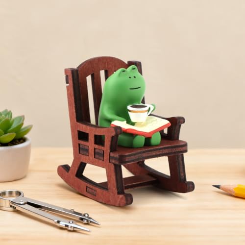 Mini Resine Animal Figurines Set, Desk Decor Adorable Frog & Panda Decor for Garden/Bookshelf (4-7cm), Small Animal Statues Gifts Ornaments Lovers