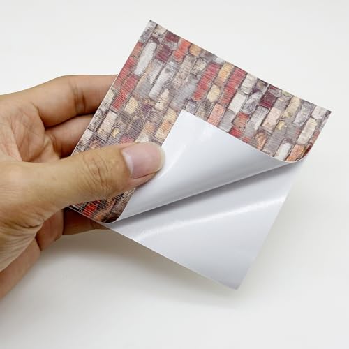 16 PCS Miniature Mini House Floor Tiles Self Adhesive Floor Tiles Faux 3D Brick Wall Paper Sticker for Mini House Decoration, 3.94 Inch, Red Brick B - color: Red Brick B