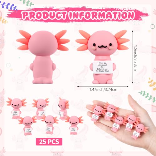 Gejoy 25 Pcs Mini Rubber Axolotl Toys Positive Mini Axolotls Figures - style: Axolotl