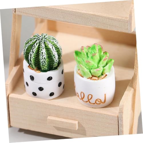 4Pcs Mini Cactus Succulent Resin Ornaments - Cute Car Dashboard Figurines Flower Pot Set - Fairy Garden，Birthday Cakes Decoration，DIY Aquascape Kit, Aquarium Moss Layout Desktop Landscape Accessories.