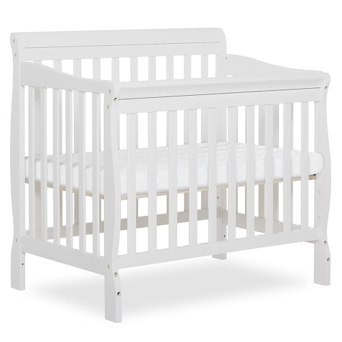 Dream On Me 4-in-1 Mini Baby Crib for Small Spaces, Aden, White - color: White