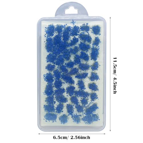 Woohome 53 Pcs DIY Miniature Flower Cluster Flower Vegetation Groups Cyan Static Grass Tufts for Train Landscape Railroad Scenery Sand Military Layout Model Miniature Bases and Dioramas - color: Cyan