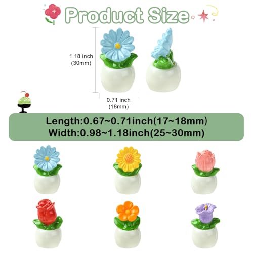 Stiesy Flower Pot Miniature Decorations 30Pcs, 6 Styles Mini Sizes Resin Plant Figurines for Home Office Desk Decor and Mini Garden Displays - color: Flower Pot-6 Styles-30pcs