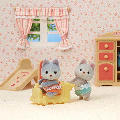 Calico Critters Husky Twins, Set of 2 Collectible Doll Figures with Vehicle Accessory - style: Husky Twins