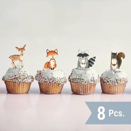Forest Critters Painted Animal Cutout Shapes (1 Cupcake Set (bundle of 8)) - size: 1 Cupcake Set (bundle of 8)