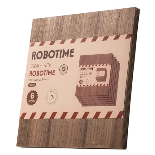 ROBOTIME 6Pcs 3mm Walnut Plywood for Laser Cutting, 1/8 Plywood Crafting Wood 12"x12", Engraving and DIY Projects, Thin Walnut Boards for Wood Project and Engraving - color: Walnut, size: 1/8" x 12" x 12"-6 Pack