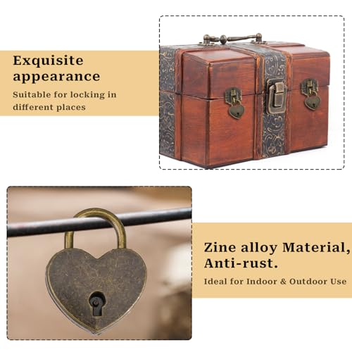 2 Set Antique Bronze Hasp Latch 27 X 30 mm Hasp Latch Mini Box Hinges and Love Locks with Keys Decorative Lock Buckle with Screws for Jewelry Wooden Box and DIY Crafts - style: a