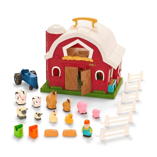Battat Big Red Barn Farm Playset, Foldable Barn with Tractor, Toddler - style: Red Barn