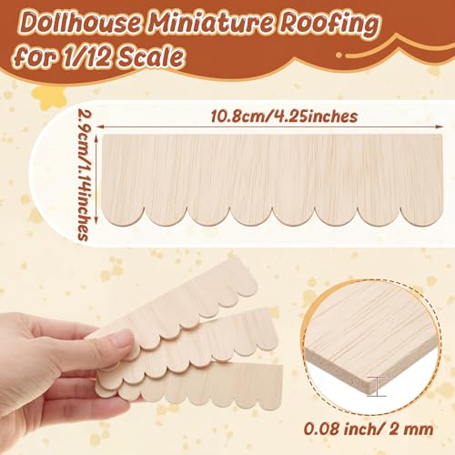 Wenqik 100 Strips Dollhouse Roof Shingles, Natural Wood - color: Natural Wood