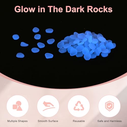 M METERXITY 1000-Pack Glow in The Dark Rocks, 0.43" Resin Outdoor Garden Decorations Luminous Pebbles Stones for Garden Plants/Aquarium/Backyard Path, Aquarium Gravel [White] - color: White