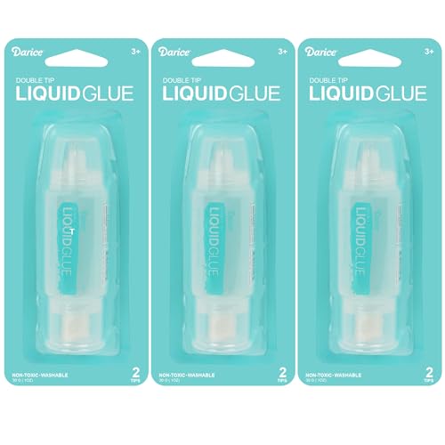 Darice Liquid Glue 3 Pack - 1 Oz Adhesive for Scrapbooking & Mounting - Dual Tip Dispenser for Precise to Full Coverage - Dries Clear