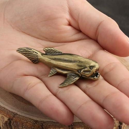 3Pcs Vintage Solid Brass Miniature Animal Figurine Desk Animal Ornament for Pet Enthusiasts Exquisite Collectible and Home Décor Accent (Fish 3pcs) - color: Fish 3pcs