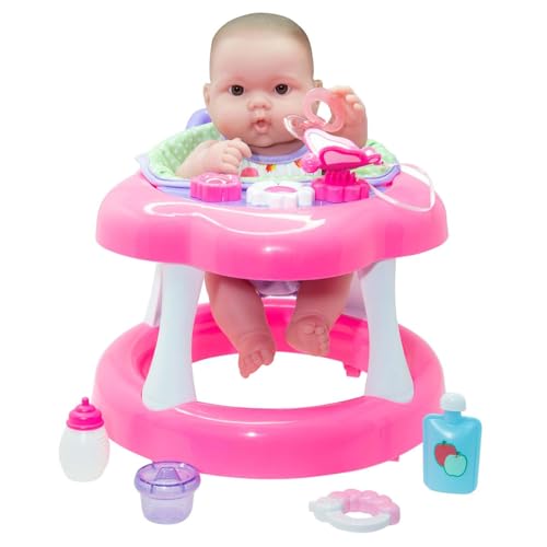JC Toys Lots to Love Babies 14"" Doll and Walker | Wheeled Walker Gift Set and Accessories | Posable & Waterproof | Ages 2+" (16198), Pink - color: Walker and Doll Combo