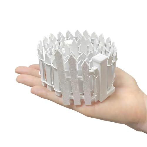 35-inch Miniature Fairy Garden Picket Fence with a Gate, White Wooden Fence for Dollhouse, Mini Village Landscape, DIY Project, Plant Pot