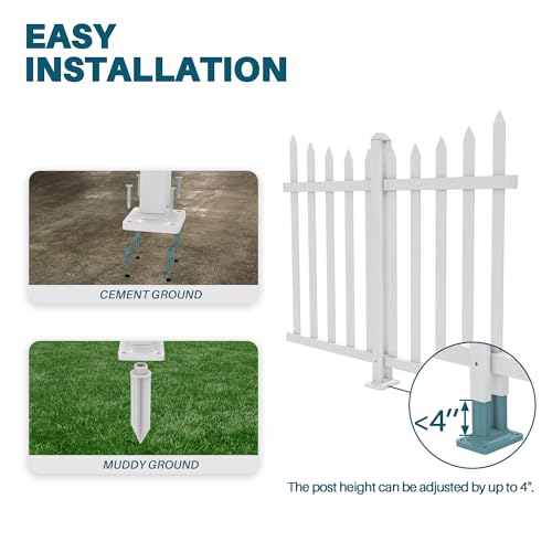 COARBOR 10 Sets 84"x36" Vinyl Picket Fence Panel White PVC Garden Decorative Fence for Yard Border Outdoor Patio Pet Barrier Temporary Small Dog Fence(20x10 Pickets, Scallop) - color: 20 Pickets, Scallop, size: W84" X H36"