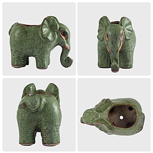 Small Succulent Pots with Drainage, Indoor/Outdoor Ceramic Animal Planter, Cute Cactus/Bonsai Small Flower Pots for Home Decor and Office Desk Decoration, A Set of 4 Pieces is Suitable as A Gift