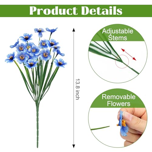 Bassion 24 Bundles Artificial Flowers for Outdoors Decorations, Colorful - color: Multi Color