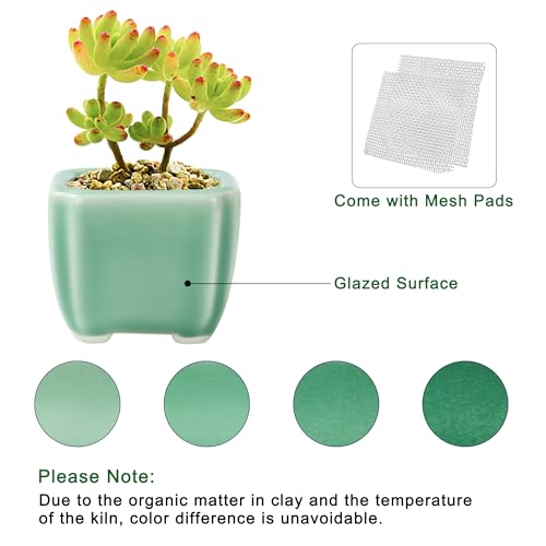 Bonsai Planter Succulent 4pc 2.4-2.8" (6-7cm) Mini Green Pots - color: Green 4pc