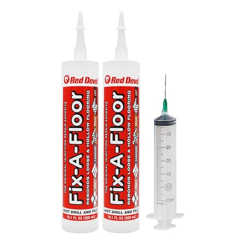 The Original Fix-A-Floor Loose Tile Repair Adhesive with Syringe - Tile, Porcelain, Ceramic, Marble, Stone & Wood Floor Repair Adhesive - Pack of 2 - size: 10.1 Oz (Pack of 2)
