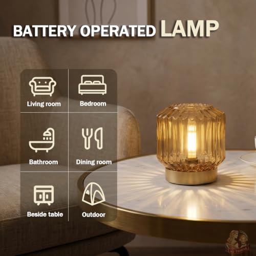 MJ PREMIER Battery Operated Lamp, Small Cordless Lamp with Timer Amber - color: Amber