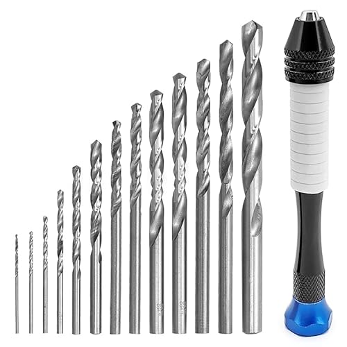QivaZira 26 Pcs Precision Pin Vise Hand Drill Set Mini Micro Manual Rotary Tools with Twist Drill Bits for Resin Molds Plastic Wood DIY Craft Hobby Model Building Woodworking Accessory Kit