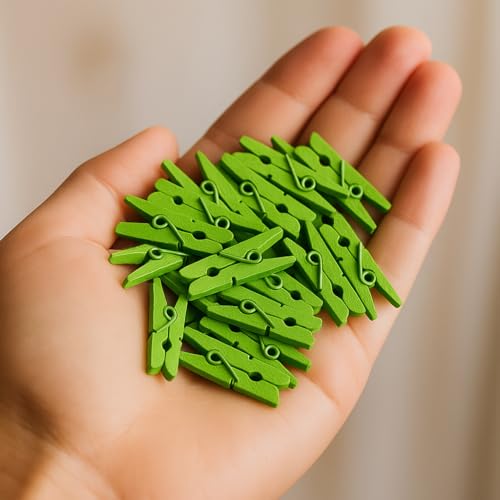 LWR CRAFTS Wooden Mini Clothespins 100 Per Pack 1" 2.5cm (Lime Green) - color: Lime Green