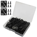50 Pack 18 x 15mm Mini Hinges with Screws, Black - color: Black