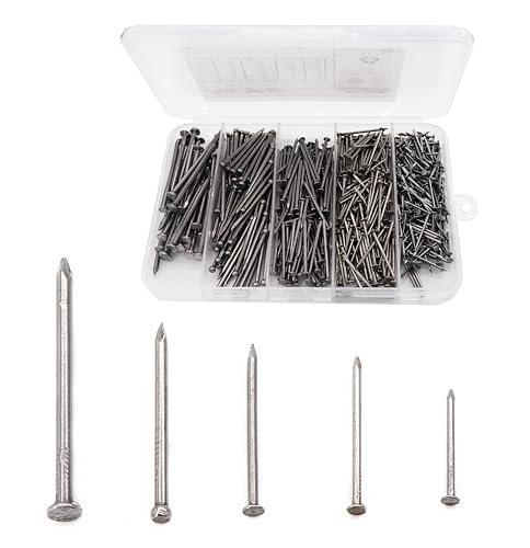 cSeao Nails Hardware Assortment Kit, 620 Pieces - Small, Finishing, Wall Nails for Hanging Pictures & More - size: Nails Assortment without Hammer